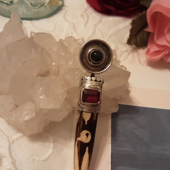 VINTAGE SAJEN 925 SOLID STERLING SILVER AFRICAN MUDD BEAD SLIDE - Picture 4 of 17